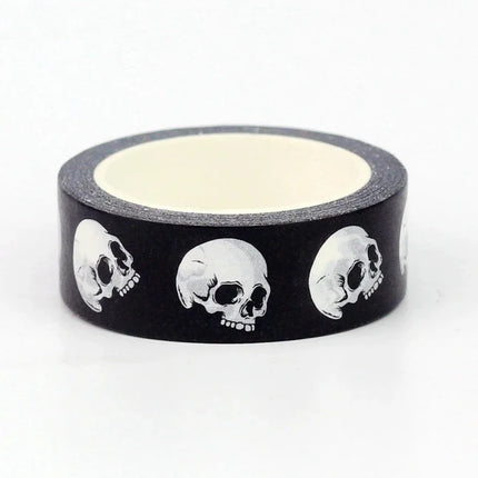 NEW 1PC 10M Decor Halloween Black and White Skull Washi Tape for Scrapbooking Journaing Adhesive Masking Tape Cute Stationery