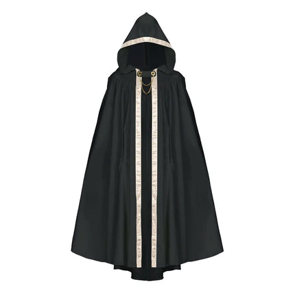 Halloween Retro Pastoral Ribbon Edge Hooded Cloak Medieval Renaissance Lace Cloak Anime Costume Carnival Party Cosplay Jacket