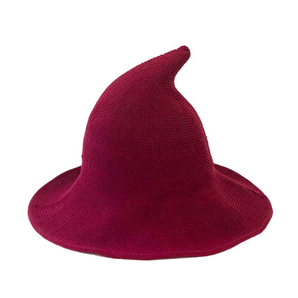 Halloween Witch Hat Long Point Hat Knitted Cap for Women Halloween Party Hat Magical Hat Festival Party Cosplay Decoration