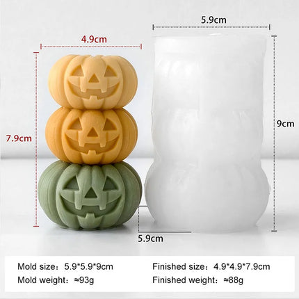 Halloween Mini Ghost Pumpkin Silicone Mold - 3D Stackable Candle Mold for DIY Soap Resin Plaster & Home Decor