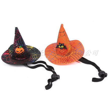 Halloween Pet Decoration Sequin Spider Web Witch Hat Elastic Headband Pet Dog Pumpkin Bat Hat Happy Halloween Day Pet Supplies