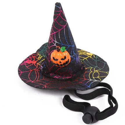 Halloween Pet Decoration Sequin Spider Web Witch Hat Elastic Headband Pet Dog Pumpkin Bat Hat Happy Halloween Day Pet Supplies