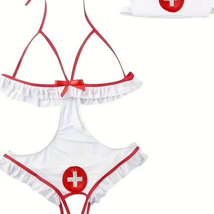 Sexy Nurse Halloween Costume for Women Adult Exotic Role Play Lingerie Set