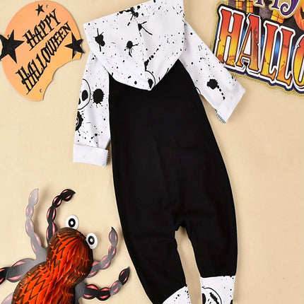 Halloween Newborn  Baby Boy Clothes Infant Baby Boy Romper Long-Sleeve Hooded Cotton Letter Print Nightmare Jumpsuit