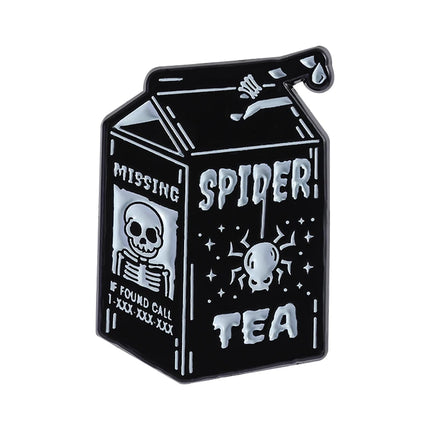 Halloween Skull Candy Lollipop Enamel Pins Goth Skeleton Soda Drink Jiuce Spooky Brooches Lapel Badge Jewelry Gifts for Friends
