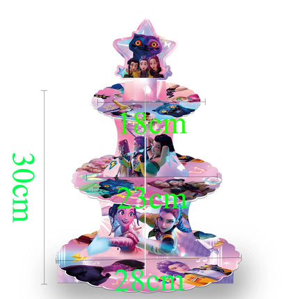 KPOP Kawaii Party Decoration Demon Hunters Cake Rack Three Layer Cake Stand Cartoon Halloween Decorations