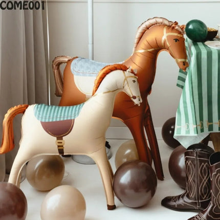 Horse Birthday Party Decoration Aluminum Film Ballons Baby Shower Photo Props Supply Pet Pony Birthday Farm Party Theme Balloons
