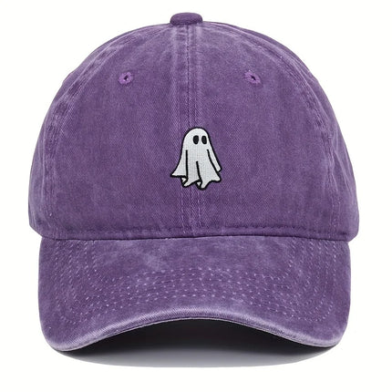 Halloween Embroidered Baseball Hat with Cute Ghost Pattern Simple Style Suitable for Men and Women