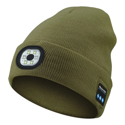 Unique With Light Bluetooth Beanie Hat Removable Headphones Wireless Headphones Speaker Mic Rechargeable LED Light Cap Fishing