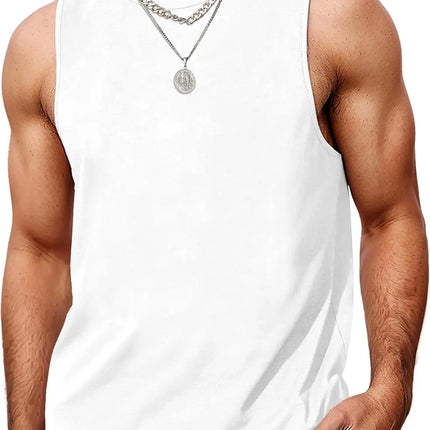 Mens Tank Tops Workout Sleeveless Shirts Summer Solid Color Polyester Quick Drying Tanks for Men Summer Beach Sports T-Shirts