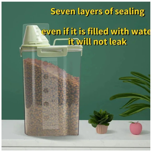 1.5kg/2kg Dog Cat Food Pail Plastic Storage Tank with Measuring Cup Container Moisture-proof Sealed Jar Pet Supplies Accessories
