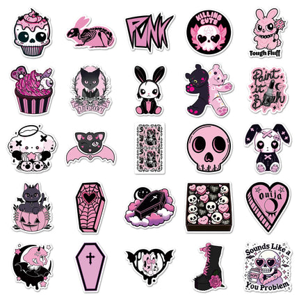 50PCS Kawaii Pink Halloween Ghost Skull Pumpkin Stickers Notebook Guitar Skateboard Waterproof Cute Decorative Stickers
