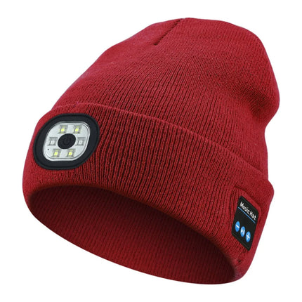 Unique With Light Bluetooth Beanie Hat Removable Headphones Wireless Headphones Speaker Mic Rechargeable LED Light Cap Fishing
