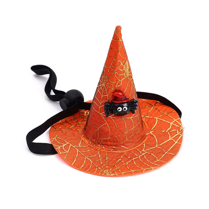 Halloween Pet Decoration Sequin Spider Web Witch Hat Elastic Headband Pet Dog Pumpkin Bat Hat Happy Halloween Day Pet Supplies