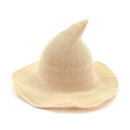 Halloween Witch Hat Long Point Hat Knitted Cap for Women Halloween Party Hat Magical Hat Festival Party Cosplay Decoration