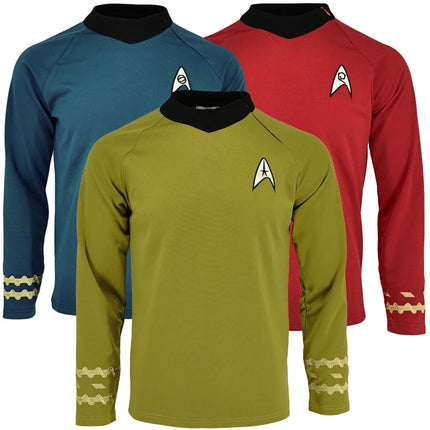 Halloween costume Startrek Cosplay TOS Captain Kirk Gold Shirts Spock Blue Uniforms Red Starfleet Tops for Men's Coat Party Prop