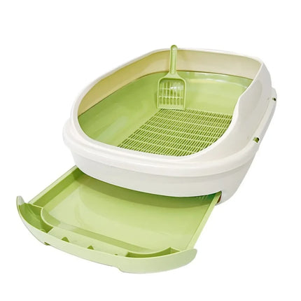 New Semi-closed Grid Drawer Double Cat Litter Pan Easy To Cleaning Extra Large Splash Proof for Pine Litter Pet Products