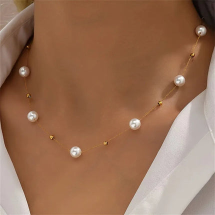 Minimalist Pearl Chain Necklace