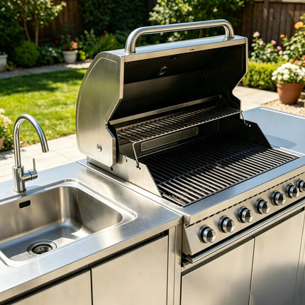 Mobile Kitchen On Wheels With Sink, Practical Unit,Ideal Decor & Accessories For Backyard,Garden Patio Daily Use & Entertainment