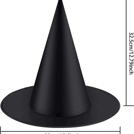 12pcs Halloween Witch Hat Cap Hanging Witch Hat Costume Accessory for Halloween Party Favor, Black