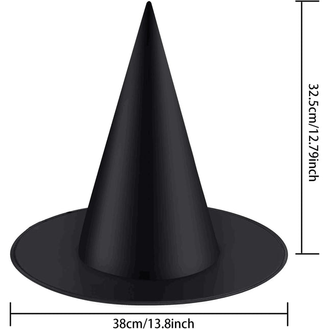 12pcs Halloween Witch Hat Cap Hanging Witch Hat Costume Accessory for Halloween Party Favor, Black