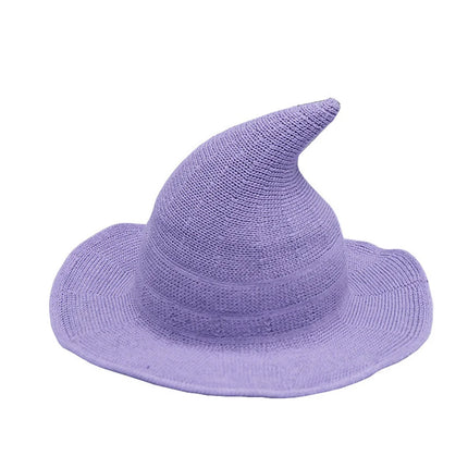 Halloween Witch Hat Long Point Hat Knitted Cap for Women Halloween Party Hat Magical Hat Festival Party Cosplay Decoration