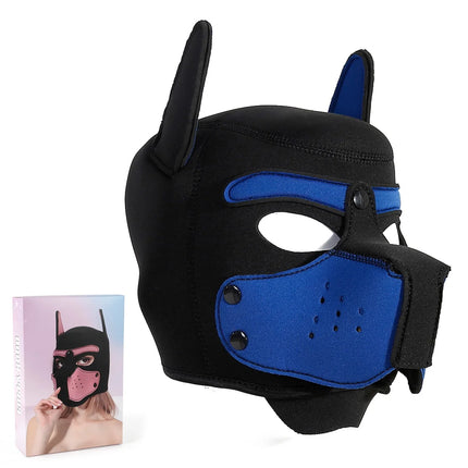 Unisex Halloween Pupply Play Party Sexy Costumes of Men Women Latex Open Mouth Hole Dog Headgear Full Face Fetish Mask Hood