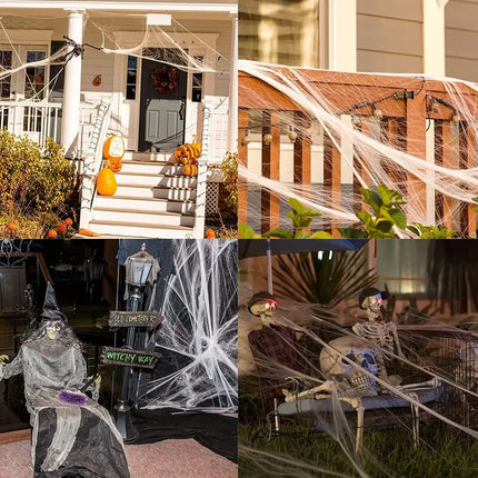 Halloween Elastic Spider Web with Spider Horror Haunted House Yard Scene Arrangement Halloween Party Faux Decorative Props 2025