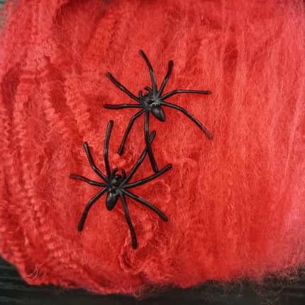 Halloween Elastic Spider Web with Spider Horror Haunted House Yard Scene Arrangement Halloween Party Faux Decorative Props 2025