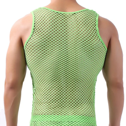 Fashion Tank Tops For Men Hollow Out Undershirt Mesh Breathable Sleeveless Vest