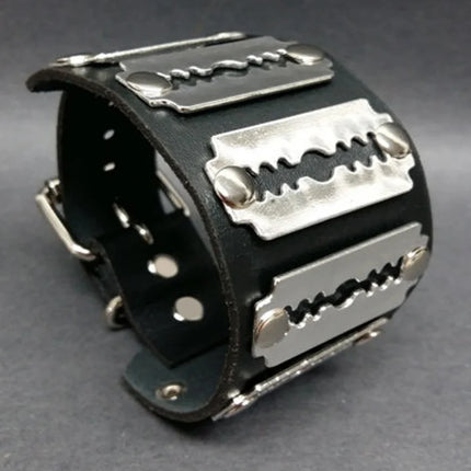 Halloween Punk Gothic Pu Leather Fashion Bracelet, Daily Holiday Party Costume Decoration, Hip-Hop Performance Handmade Outfit