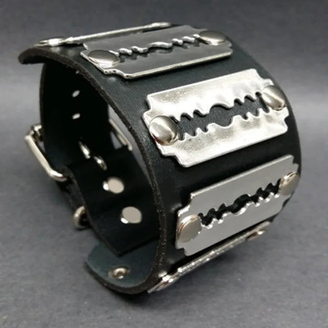 Halloween Punk Gothic Pu Leather Fashion Bracelet, Daily Holiday Party Costume Decoration, Hip-Hop Performance Handmade Outfit