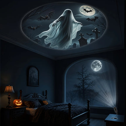 Halloween USB LED Projection Lamp,3/6pcs Patterns Light Ghost,bat,Spider,Skeleton,Halloween Atmosphere Light Festive Decoration