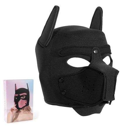 Unisex Halloween Pupply Play Party Sexy Costumes of Men Women Latex Open Mouth Hole Dog Headgear Full Face Fetish Mask Hood