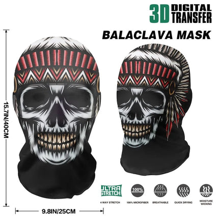 Skeleton Full Face Fashion Headwear Mask Motorcycle Perspective Net Balaclava Bike Outdoor Wearing Halloween, Christmas Mask