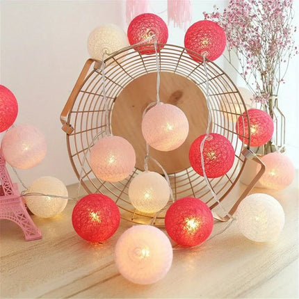 Halloween Cotton Garland Balls Lights String Christmas Outdoor Hanging Party Baby Kids Room Bed Fairy Lights Wedding Decorations