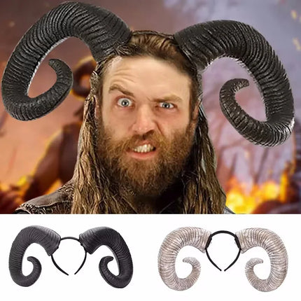 Halloween Headwear Prop Anime Sheep Horn Handmade Sheep Horn Headband Hairband Accessory Demon Evil Gothic Lolita Cosplay