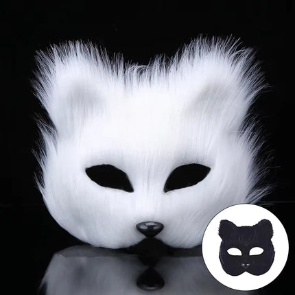 Halloween Fox Shape Half Face Eye Mask Sexy Imitation Cat Hair Animal Mask Christmas Carnival Party Cosplay Costume Props Masque