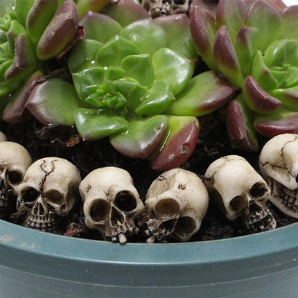 Gothic Skull Sculptures Collectable Halloween Decoration Skeleton Model Festival Theme Landscape Garden Potted Plant Decor