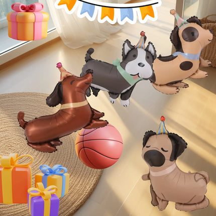 Foil Globos Happy Birthday Balloons Puppy Anime Husky Pug Dachshund Ballon Party Decorations Baby Shower Cute Pet Supplies Kids