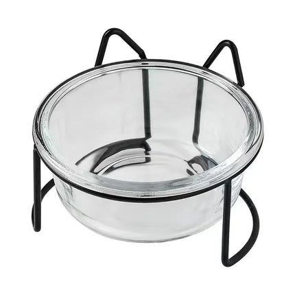 2x300ml Double Glass Cat Dog Bowl Puppy Food Bowl with Iron Frame Gold Stand Raised Water Feeder Bowl Pet Supplies Accessories