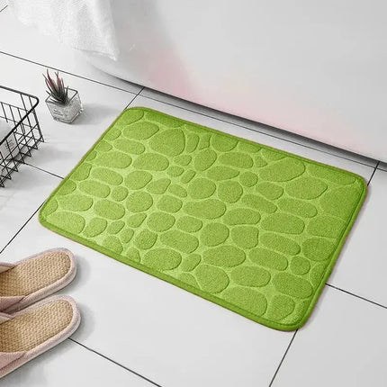 1pc Embossed Fiber Carpet, Bathroom Living Room Anti Slip Mat, Pebble Floor Mat, Household Items
