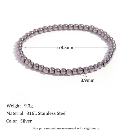 E.B.belle Gold Plated Silver Color Elastic Beads Bracelets Bangles For Woman Waterproof Stainless Steel Beaded Chain Bracelet