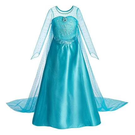 Halloween Elsa Dress for Girls Children Party Princess Costume Kids Disguise with Long Cloak Girl Snow Queen Carnival Clothes