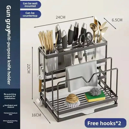 Kitchen Stand Home Utensil Multifunctional Knife Holder Pot Lid Storage Rack Cutlery Holder Counter Cutting Board Rack