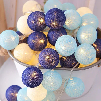 Halloween Cotton Garland Balls Lights String Christmas Outdoor Hanging Party Baby Kids Room Bed Fairy Lights Wedding Decorations