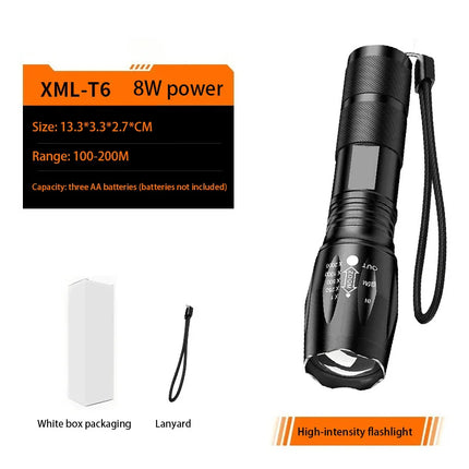 High Power LED Flashlight Zoomable Aluminum Camping Torch Waterproof Uses 3 AAA Batteries Outdoor Activities No Battery
