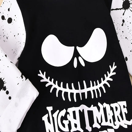 Halloween Newborn  Baby Boy Clothes Infant Baby Boy Romper Long-Sleeve Hooded Cotton Letter Print Nightmare Jumpsuit