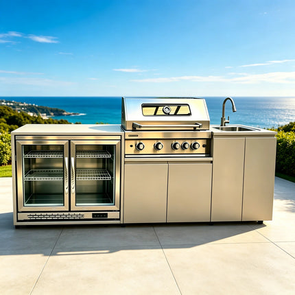 Mobile Kitchen On Wheels With Sink, Practical Unit,Ideal Decor & Accessories For Backyard,Garden Patio Daily Use & Entertainment
