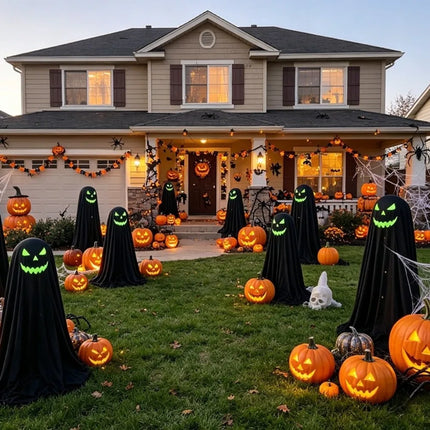 Luminous Halloween Standing Ghost Decor Adjustable Gothic Outdoor Light-up Ghost ED Lights Soft LED Lights Halloween Decor Prop